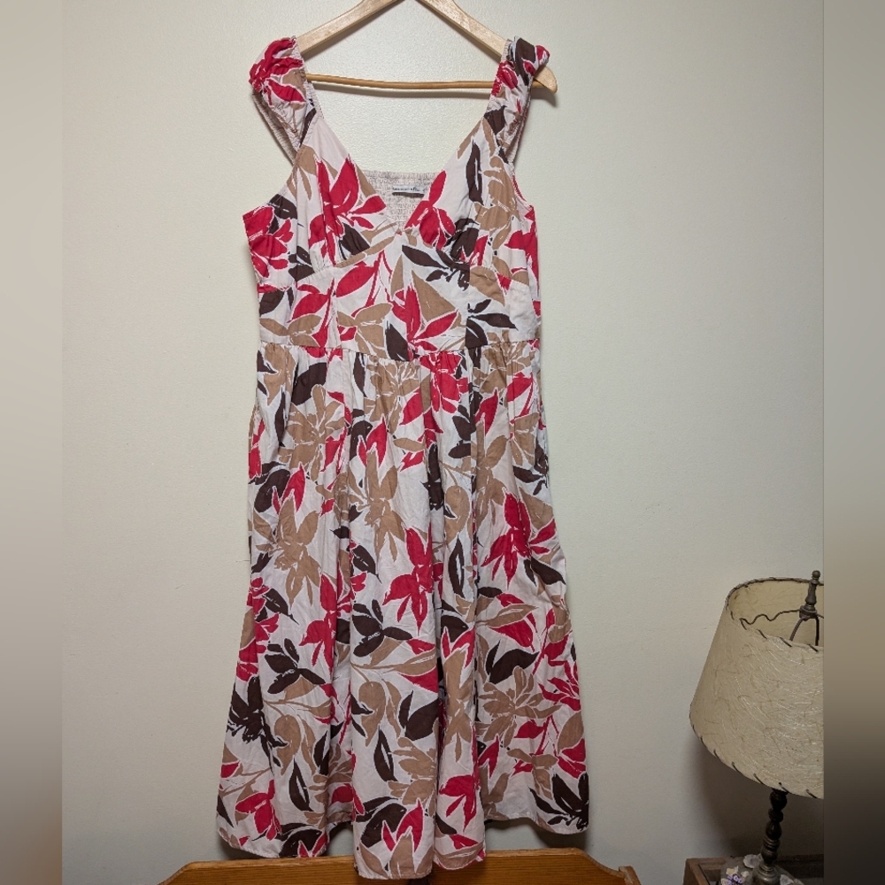 Abercrombie & Fitch Floral Maxi Dress Red Tan Brown White Women’s XL - Picture 5 of 7